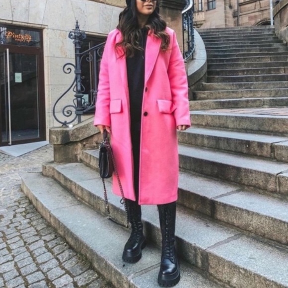 Zara Jackets & Blazers - Neon pink oversized Zara trench boat